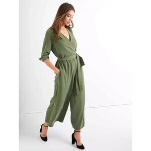 Gap Wrap Culotte Jumpsuit Sz Small Tall Monterrey Modal/Poly Cinched Waist